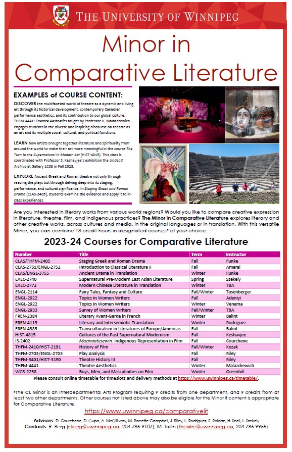 2023-34 Comparative Literature Minor program poster - available on web page for PDF download
