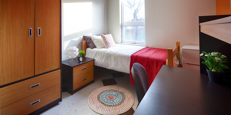 A dorm room on UWinnipeg campus