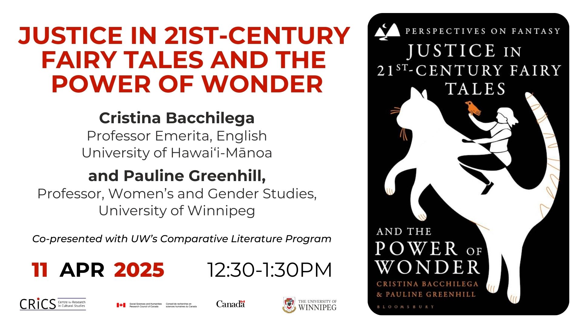 promotional poster for Cristina Bacchilega and Pauline Greenhill lecture