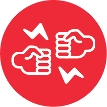 Graphic of two fists facing each other