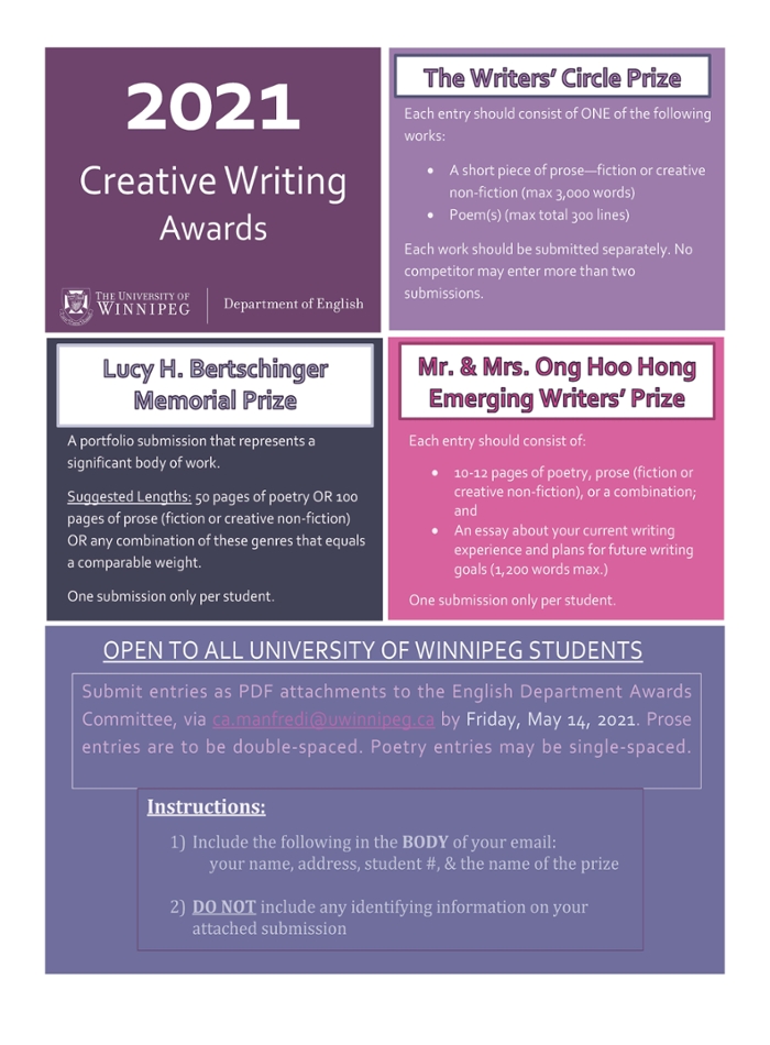 Creative Writing Awards English The University of Winnipeg