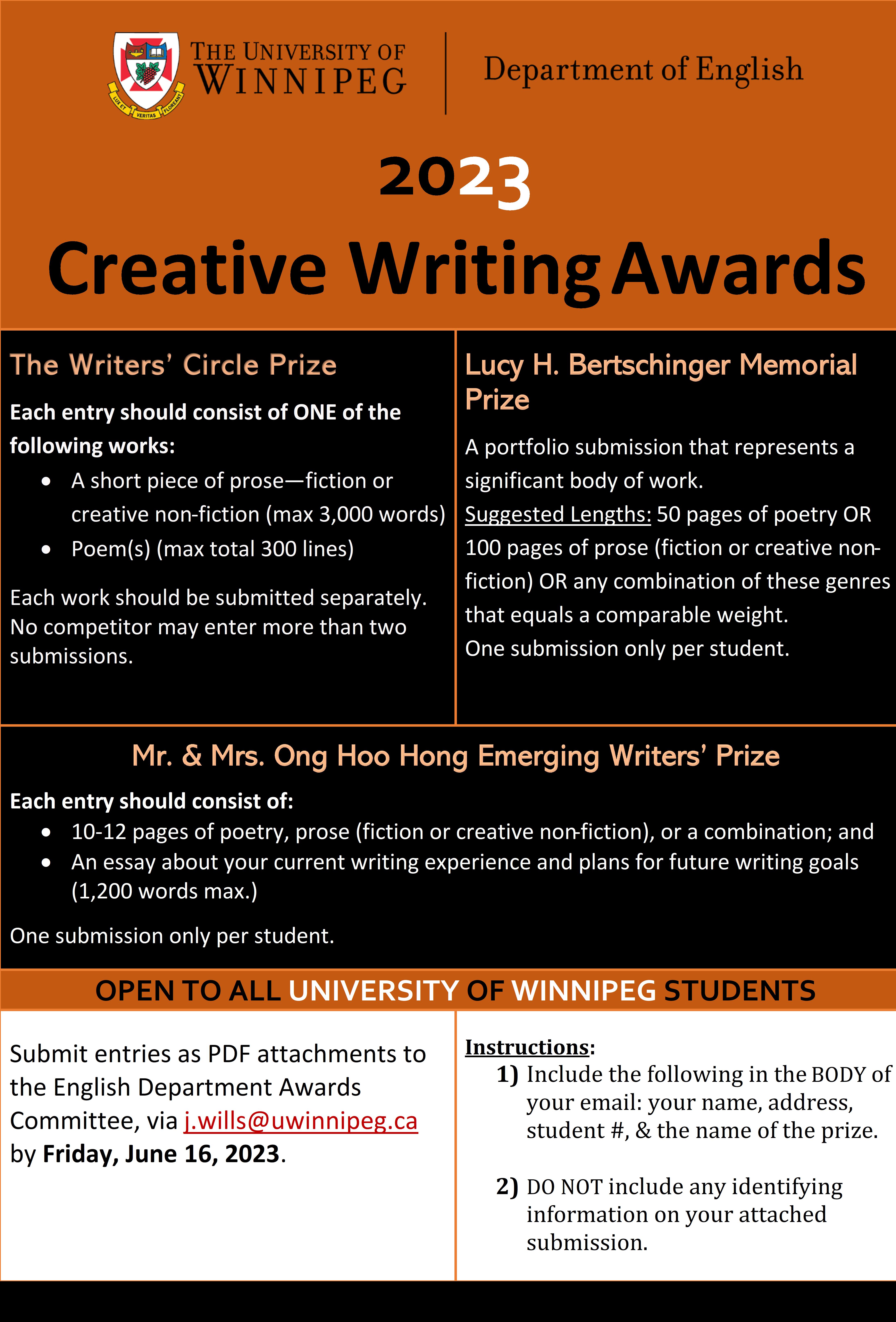 creative writing awards