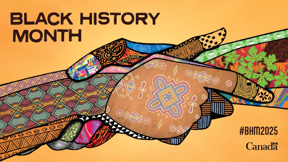 Graphic including the words "Black History Month" with the Government of Canada logo