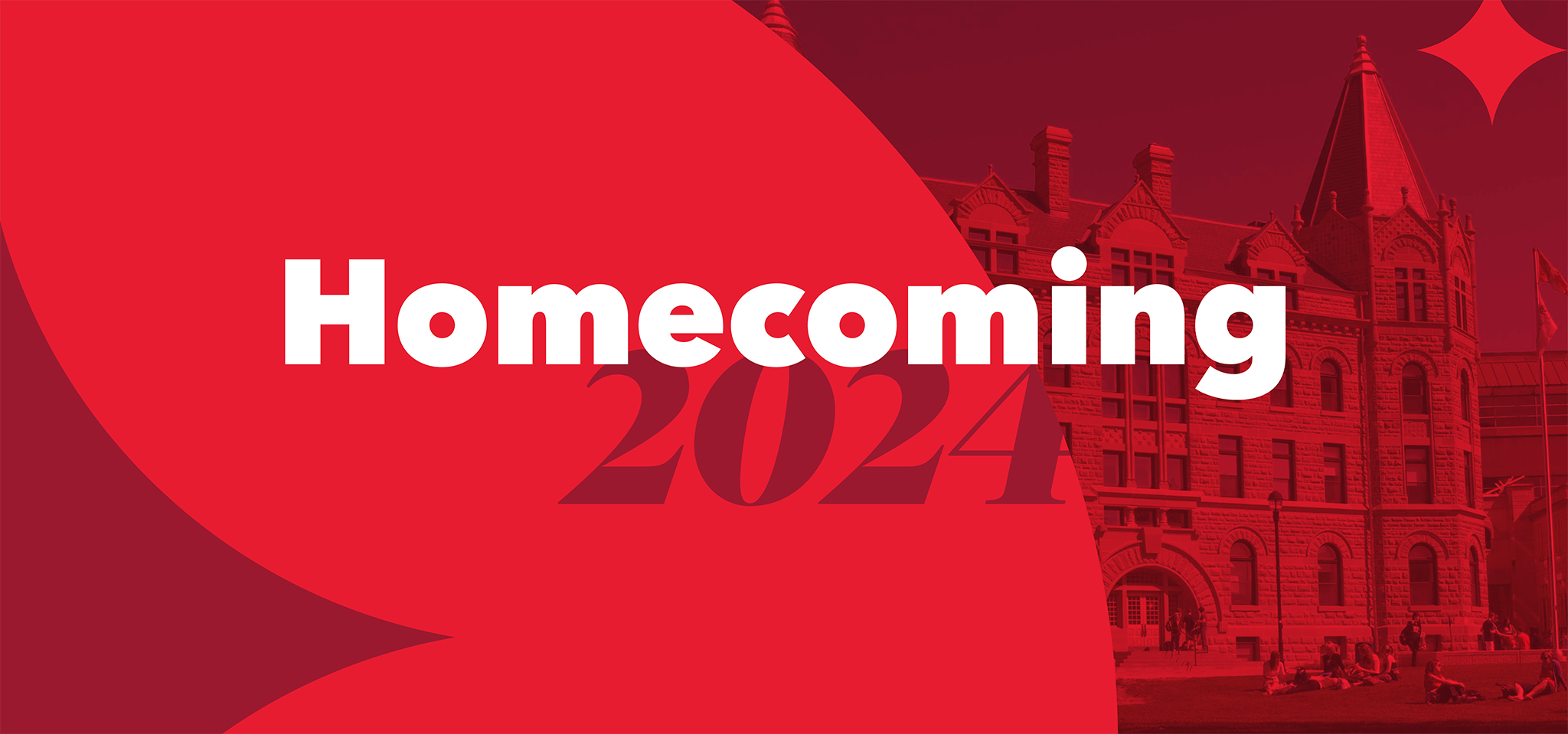 White text reading Homecoming 2024 on a red background