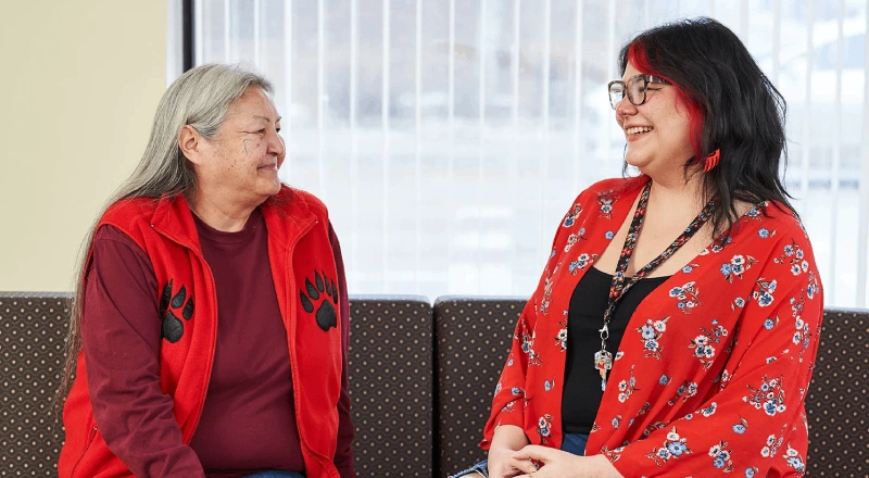 Two people in conversation