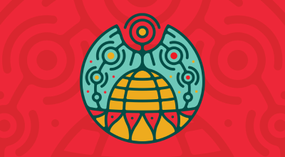 Artwork by Oji-Cree artist Jordan Stranger welcomes you as you ride the escalators in Centennial, representing the importance of Indigenous language on campus.