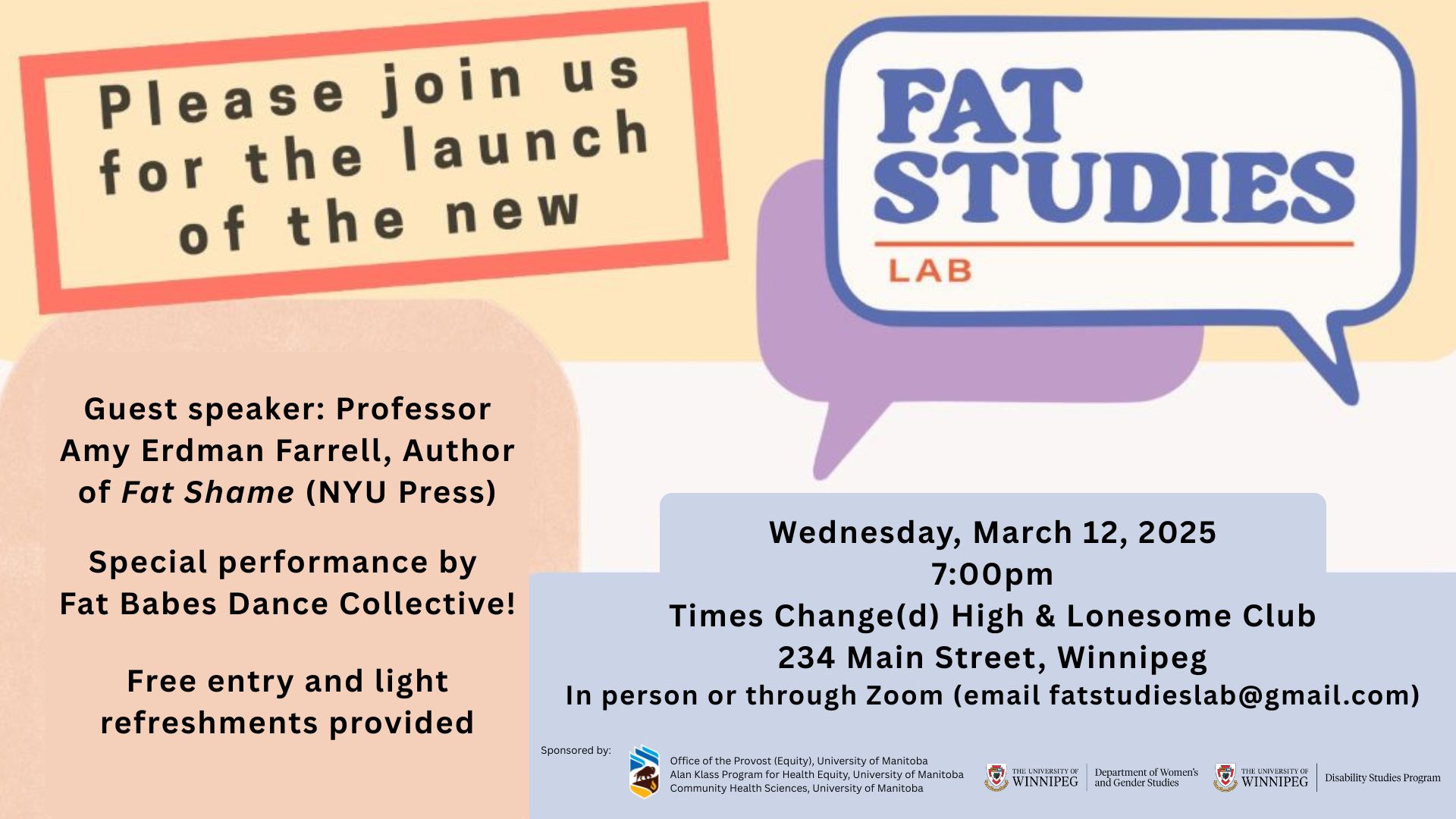 Promo image for launch of Fat Studies Lab